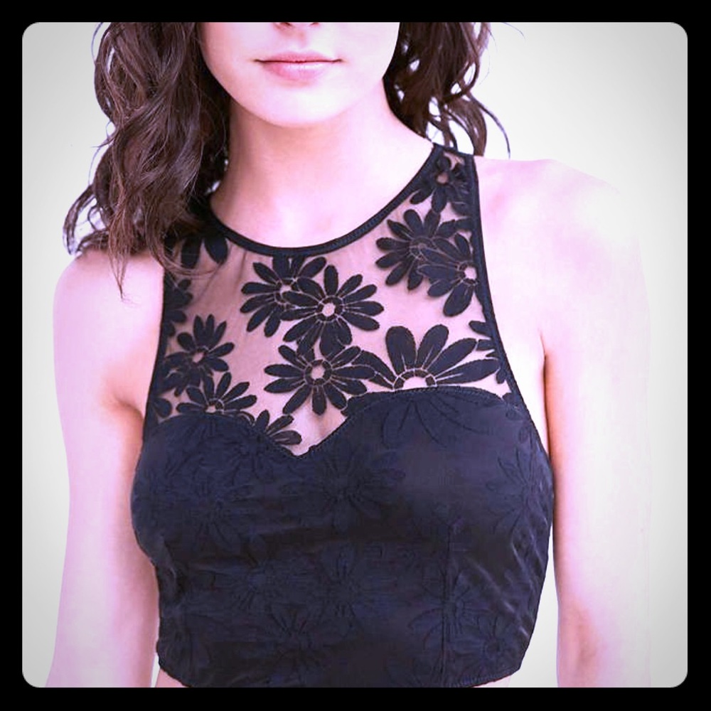 UO down from under racerback lace flower bralette.